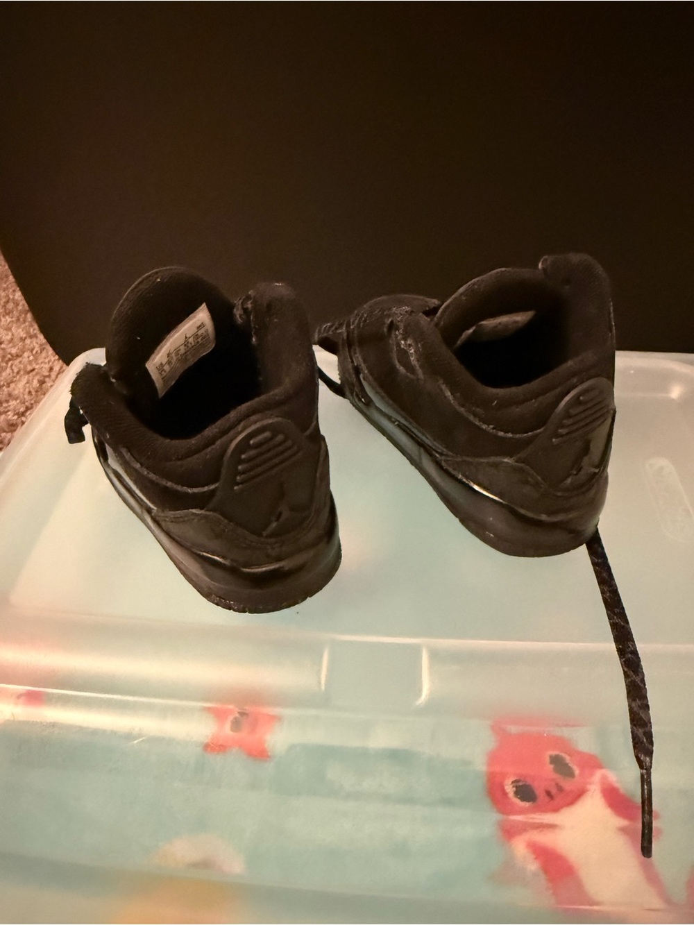 Jordan 4 Black cat Kids Black Mini High-Top Sneakers 4C - Picture 2 of 4